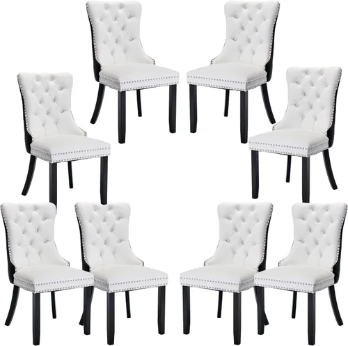 Miniatura 79 de Silla de comedor copetuda moderna de terciopelo para comedor, sillas de comedor tapizadas con remache de clavo, anillo trasero para cocina, comedor