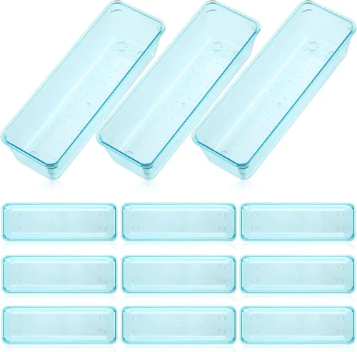 Miniatura 10 de Maitys 12 piezas organizador de cajones de tocador 9 x 3 x 2 pulgadas, organizadores de utensilios de plástico transparente para cajones de cocina