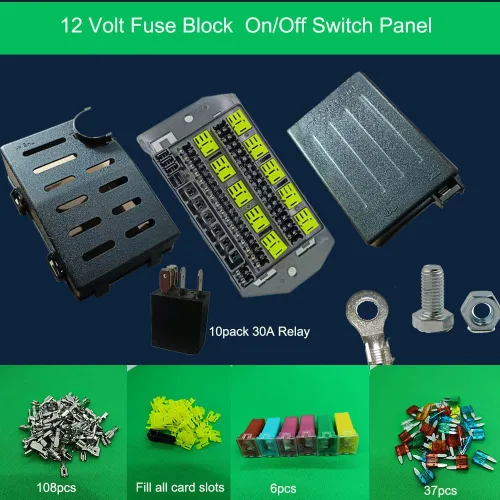 Miniatura 3 de Bloque de Fusibles de Relé 12V24V con 10 Paquetes de Relés de 5 Pines 30A, Ranuras para 40 Fusibles ATC/ATO, Sistema de Caja Controladora de Relé