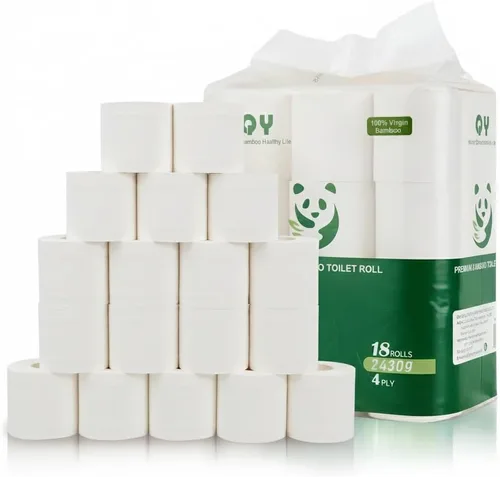 Miniatura 9 de Papel higiénico de bambú, 4 capas, 18 rollos, 200 hojas por rollo, total de 3600 hojas, sin blanquear, sostenible y sin árboles, suave, fuerte