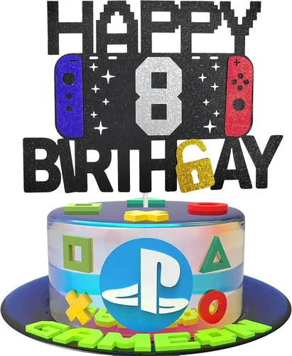 Miniatura 6 de Decoración de pastel de videojuegos de feliz 6º cumpleaños para niños y niñas de 6 años, decoración de fiesta de cumpleaños de nivel 6