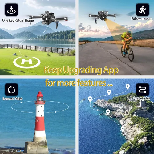 Miniatura 6 de Bingchat Drones profesionales con control remoto para tableta 2026 mejorado con cámara para adultos 4K HD, 360° para evitar obstáculos, cardán de 3