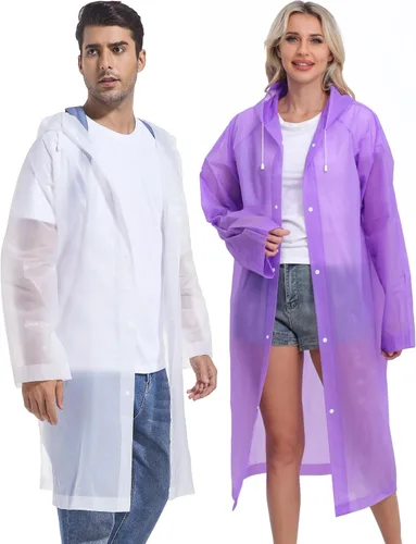 Miniatura 17 de 2 abrigos de lluvia de Borogo para adultos, chaquetas de lluvia reutilizables para hombres y mujeres