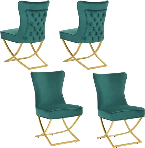 Miniatura 24 de LOULENS Elegance - Juego de 2 sillas de comedor de terciopelo, lujosas sillas de comedor tapizadas acolchadas, sillas decorativas de terciopelo real