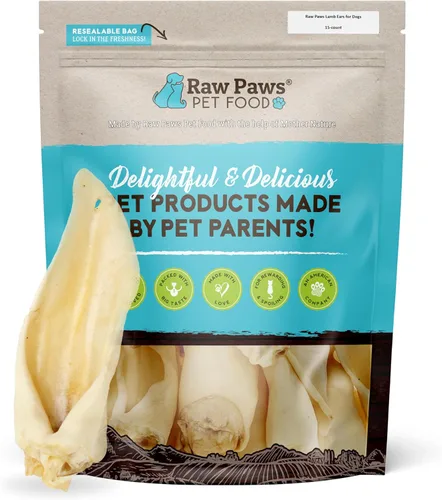 Raw Paws Orejas de cordero para perros (paquete de 15) – Empaquetadas en Estados Unidos – Golosinas crujientes de cordero para perros – Un solo