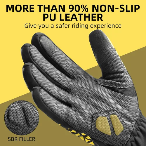 Miniatura 3 de ROCKBROS Guantes térmicos de invierno para ciclismo con pantalla táctil, para hombres y mujeres, resistentes al viento, esquí, nieve