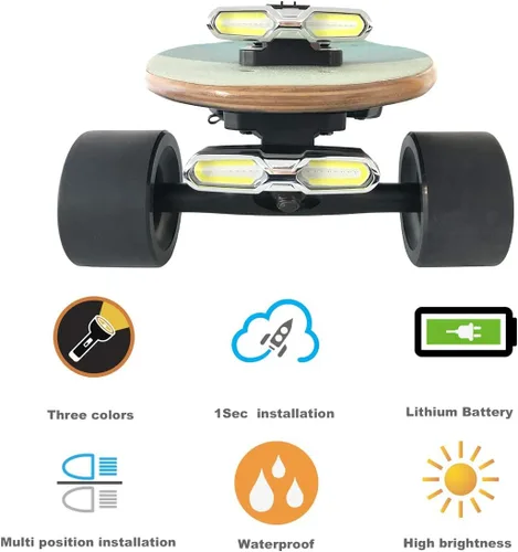 Miniatura 4 de IWONDER V3.0 - Luces LED recargables por USB para patineta, accesorios de patineta eléctrica superbrillantes (rojo/azul/blanco), luces delanteras