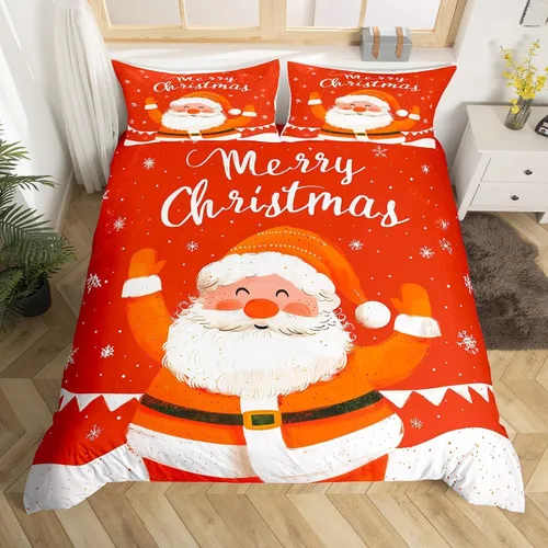 Miniatura 17 de Funda de edredón de Papá Noel, juego de ropa de cama para niños, funda de edredón de flores rosas para decoración de habitación de niños y niñas