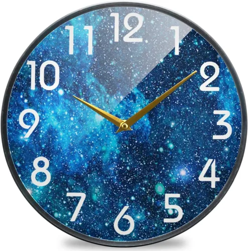 Miniatura 24 de Naanle Reloj de pared redondo con estampado de bandera de la policía estadounidense envejecida, reloj de escritorio analógico silencioso de cuarzo