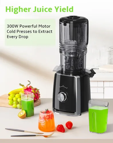 Miniatura 3 de Exprimidor de prensa en frío, masticación lenta con canal de alimentación ancho para frutas y verduras enteras Mayor rendimiento de jugo