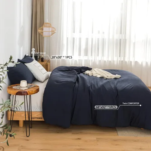 Miniatura 3 de COTTEBED Sliky - Juego de edredón suave y esponjoso para cama de tamaño individual, peso ligero para todas las estaciones, fabricado con tela Azul