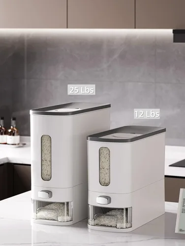 Miniatura 6 de IEEK Dispensador de arroz de 12 libras, recipientes grandes de almacenamiento de alimentos secos para cereales, contenedor de almacenamiento
