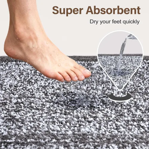 Miniatura 8 de Alfombras de baño de 17 x 24 pulgadas, antideslizantes, lavables, color gris, para bañera, tapete de baño para baño, tapete suave y absorbente