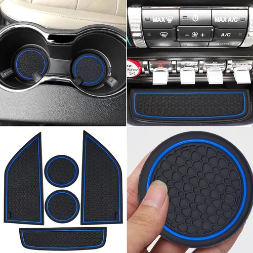Miniatura 10 de Auprite Alfombrillas Antideslizantes para Accesorios de Mustang 2015-2023, Se Ajustan Perfectamente Alfombrillas para Portavasos Alfombrillas