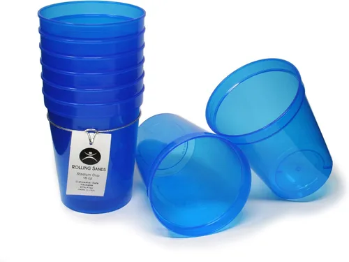 Miniatura 20 de Rolling Sands Vasos de plástico reutilizables para estadios de 16 onzas, paquete de 8, fabricados en Estados Unidos, sin BPA, aptos para Negro
