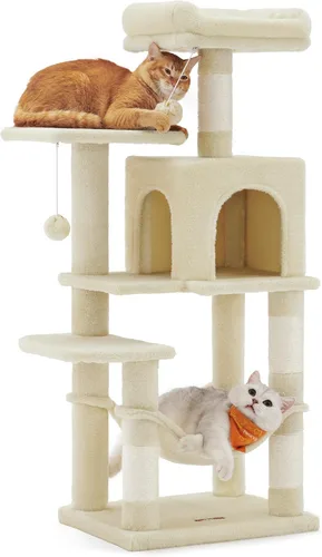 Miniatura 16 de Feandrea - Árbol para gatos de varios niveles para interiores, torre para gatos tipo condominio con 4 postes para rascar, 2 posaderos, hamaca y claro