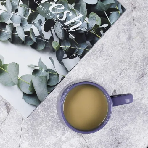 Miniatura 5 de Bosmarlin Juego de 2 tazas de café de cerámica brillante, taza de té para oficina y hogar, 18 onzas, adecuadas para lavavajillas y microondas Púrpura