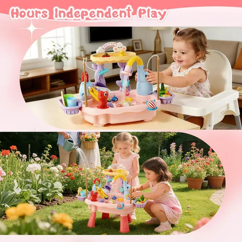 Miniatura 3 de 2027 Upgraded Toddlers 1-3 Water Table with Electric Pump, Kids Water Table with Faucet Play Food Accessories Fishing Toy, Kitchen Play Sink Toys