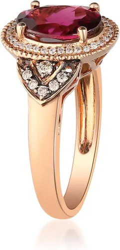 Miniatura 2 de Gin & Grace Anillo de diamantes de granate natural rosa púrpura de 10 quilates (I1) con joyería de trabajo diario para mujeres, regalos para ella