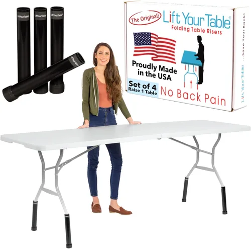 Miniatura 9 de Lift Your Table® Elevadores de mesa plegables, altura de barra (pie móvil), fabricados en los Estados Unidos, resistentes, resistentes, portátiles