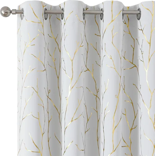 Miniatura 57 de BUHUA - Cortinas opacas blancas, cortinas plateadas, juego de 2 paneles de cortinas con ojales para dormitorio, elegante tratamiento de ventana