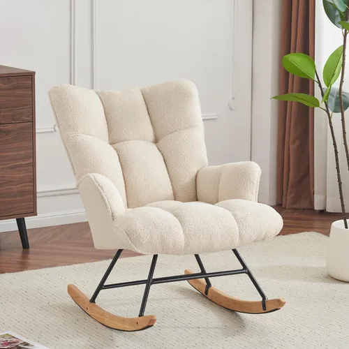 Miniatura 12 de Mecedora de peluche para bebé, tapizado para bebé, para adultos, para interiores, cómodas sillas de lactancia compactas de sherpa para espacios