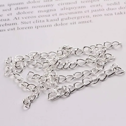Miniatura 4 de 100 cadenas extensoras de plata para hacer joyas, cadena de extensión extraíble de acero inoxidable para hacer collares, pulseras, tobilleras