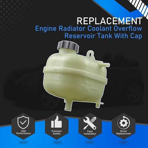 Miniatura 7 de Tanque de depósito de desbordamiento de refrigerante del radiador del motor con tapa compatible con Mini Cooper S 2002-2008