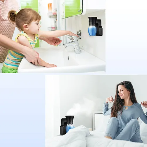 Miniatura 6 de Difusor enchufable de pared con 4 botellas vacías para esparcir aceites esenciales en el hogar, baño (negro)