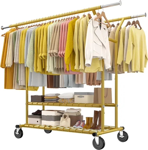 Miniatura 11 de Raybee Perchero de 74 pulgadas de ancho con carga de 630 libras, percheros para colgar ropa, perchero ajustable de alta resistencia, perchero