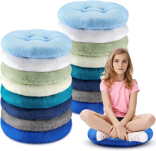 Miniatura 30 de Fumete - 8 piezas de cojines de piso redondos de 16 pulgadas para niños y bebés, asientos flexibles para muebles de aula, almohada de piso