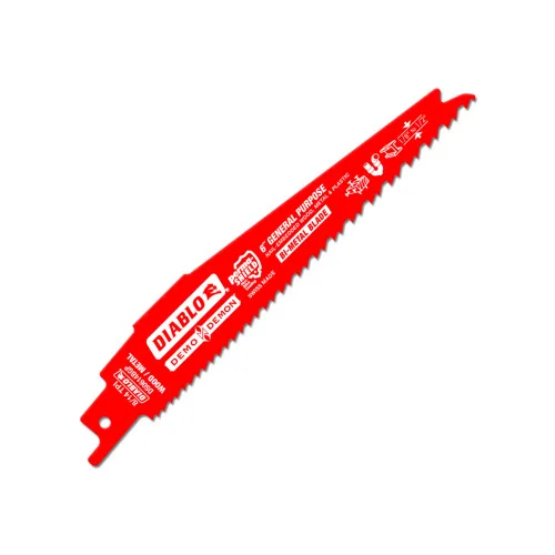 Miniatura 20 de Diablo Hoja de sierra recíproca bimetálica para cortes de uso general – 6 pulgadas de longitud, diente variable, diente, 8/14 TPI, paquete de 5