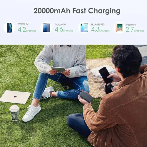 Miniatura 2 de [Paquete de 2] Cargador portátil de 20000 mAh, batería de carga rápida ultradelgada con salidas USB duales, cargador de teléfono portátil esencial