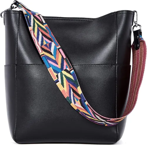 Telena Bolsos cruzados para mujer, de cuero vegano, bolso cruzado para el hombro, bolsa de cubo Hobo