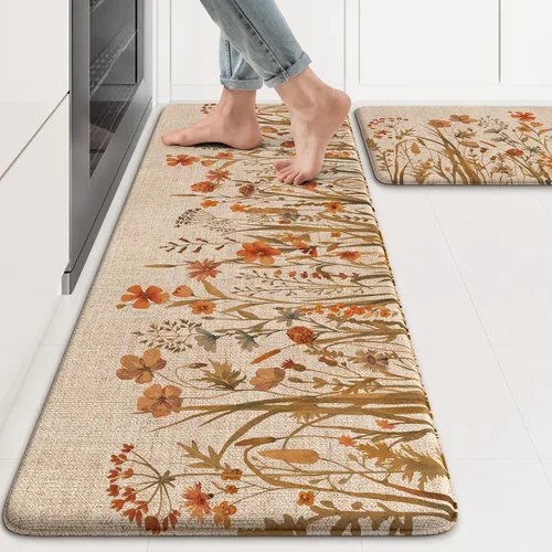 Miniatura 38 de KIMODE Tapete antifatiga para suelo de cocina, semicírculo de 18 x 28 pulgadas, de espuma viscoelástica, acolchado, antideslizante, tapetes cómodos