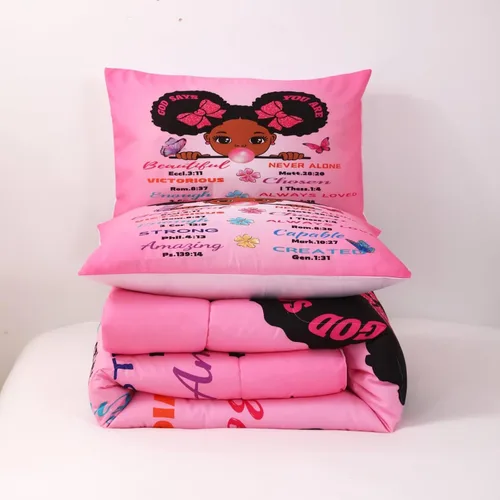 Miniatura 7 de Juego de edredón mágico para niñas negras, tamaño individual, para niños, adolescentes, niñas pequeñas, juego de ropa de cama para niñas negras