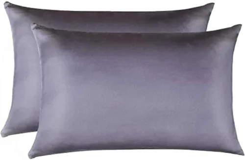 Miniatura 7 de Jocoku Juego de 2 fundas de almohada 100% seda de morera para cabello y piel, súper suaves y transpirables, tamaño estándar de seda natural Gris