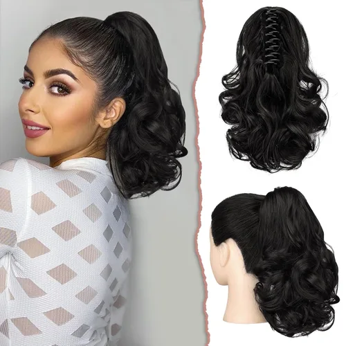 Miniatura 14 de Sofeiyan Extensión de cola de caballo de 11 pulgadas con clip de garra, extensiones de cabello con cola de caballo, cola de caballo larga y rizada