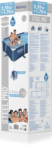 Miniatura 3 de Bestway Steel Pro - Piscina rectangular sobre el suelo (8.5 ft x 5.6 ft x 24.0 in)
