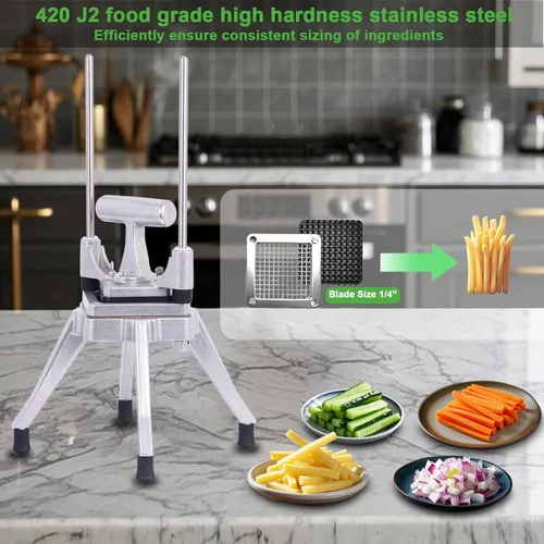 Miniatura 3 de Picador comercial de verduras y cortador de papas fritas de acero inoxidable, cortador de verduras de acero inoxidable, tamaños de cuchillas de 1/4