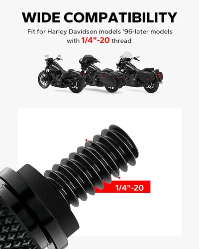 Miniatura 7 de Amazicha Cubierta de perilla de montaje de tornillo de aluminio negro compatible con Harley Davidson 1996-2024