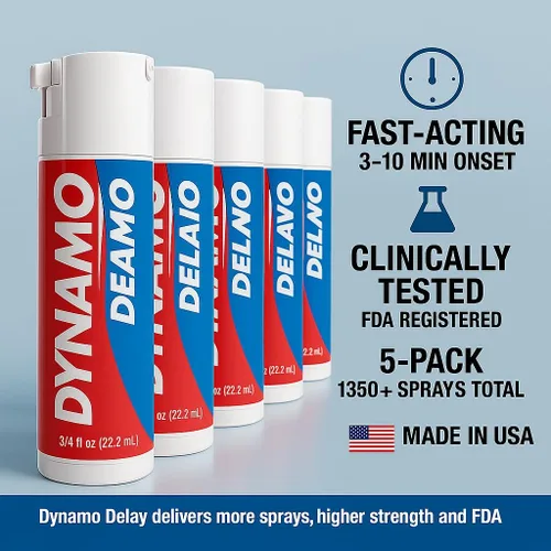 Miniatura 2 de Dynamo Delay Spray para hombres – 13% lidocaína anestésica en aerosol para ayudarte a durar más tiempo en la cama – Paquete de 5 unidades Climax
