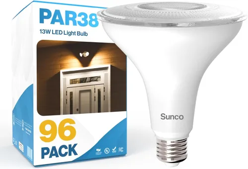 Miniatura 10 de Sunco Lighting Paquete de 8 bombillas LED PAR38 para exteriores, impermeables, brillantes, regulables, 13 W = 100 W, luz diurna de 5000 K, 1050 lm