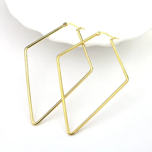 Miniatura 3 de 4 pares de pendientes de aro de acero inoxidable geométricos, redondos, cuadrados, delgados, para mujer