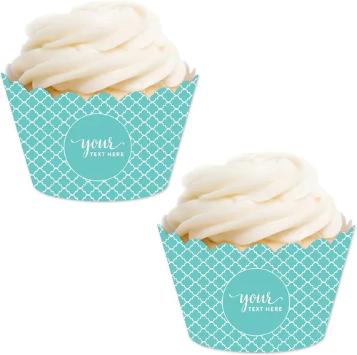 Miniatura 2 de Andaz Press Colección totalmente personalizada, envoltura de cupcakes, paquete de 20, texto o logotipo personalizado
