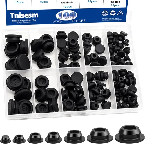 Miniatura 7 de Tnisesm 200 piezas 8 tamaños tapones de agujero de plástico de nailon negro 1/4" 5/16" 3/8" 1/2" 5/8" 3/4" 7/8" 1" agujero redondo de taladro