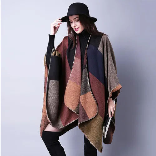 Miniatura 71 de Poncho chal para mujer, suéteres suaves y cálidos para mujer, parte delantera abierta, poncho de viaje para otoño, invierno y primavera