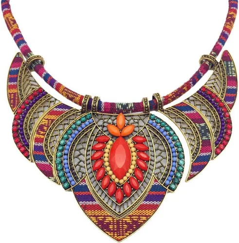 choice of all Collares gruesos de estilo étnico para mujer, collar étnico bohemio, collar colorido, festival, tribal con cuentas, gargantilla para
