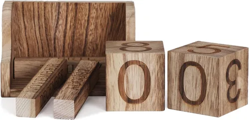 Miniatura 3 de Calendario de escritorio de madera, bloques de calendario de escritorio para maestros, bloque de fecha perpetuo de oficina pequeño, decoración