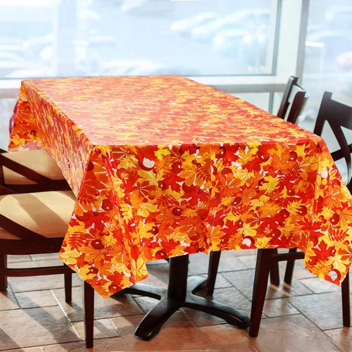 Miniatura 4 de Preboun Mantel de plástico de otoño de 3 piezas de 54 x 108 pulgadas, mantel desechable de Acción de Gracias, mantel rectangular impermeable